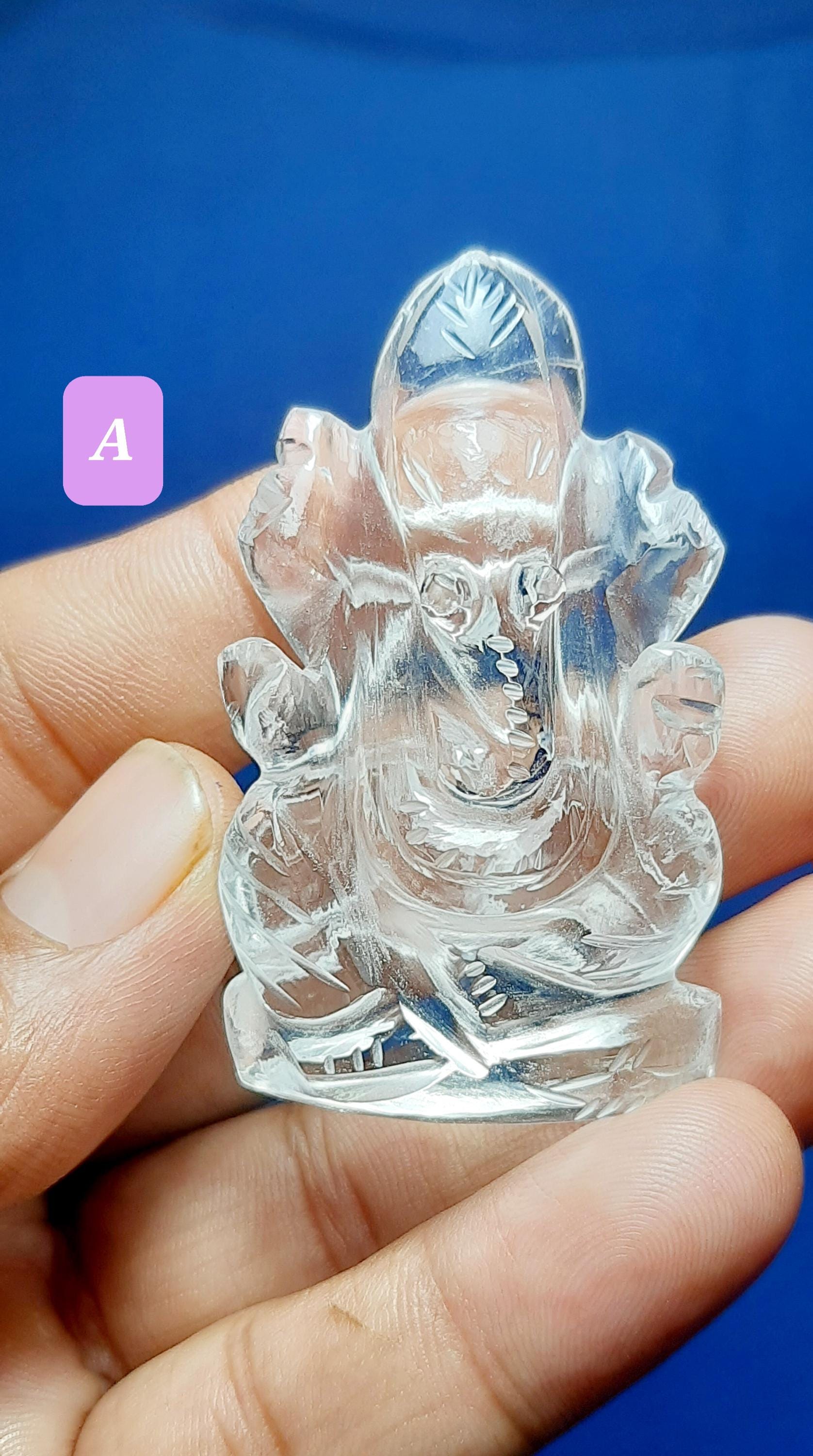 Crystal Quartz Ganesh Carving Statue Gemstone:idol Religious,worship,devotion,decorative Item,prosperity,wealth,homedecor,vastu,diwali Gift