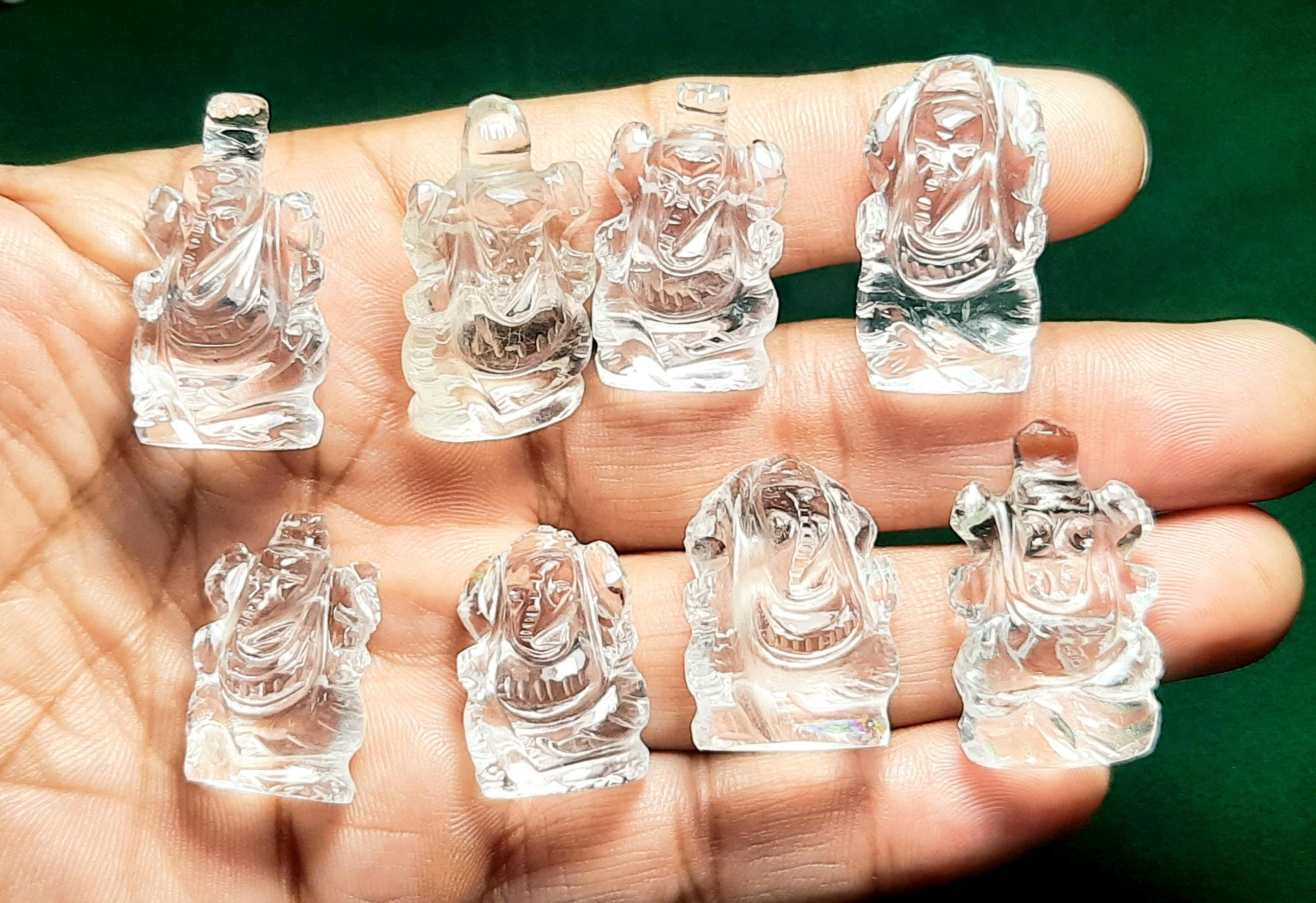 Crystal Quartz Ganesh Carving Statue Gemstone:idol Religious,worship,devotion,decorative Item,prosperity,wealth,homedecor,vastu,diwali Gift