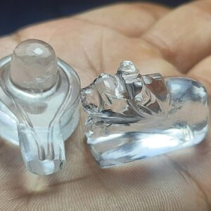 Crystal Quartz Shivlingam Nandi Statue: Shiv Pooja,decor,sphatik Shivling,cow Statue,meditation,prosperity,divineenergy,
