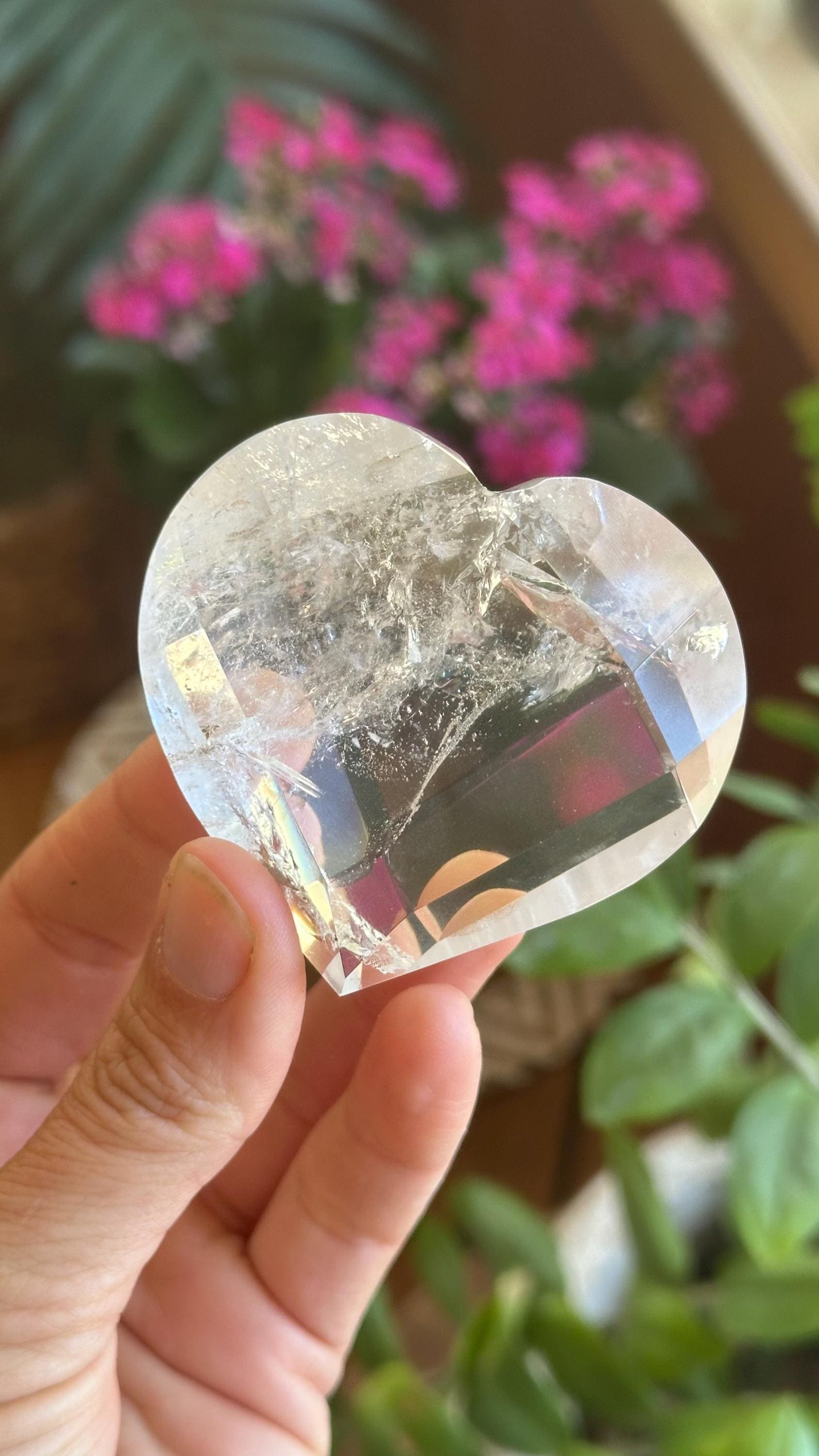 Faceted Quartz Heart: Healing Crystal, Protection Stone