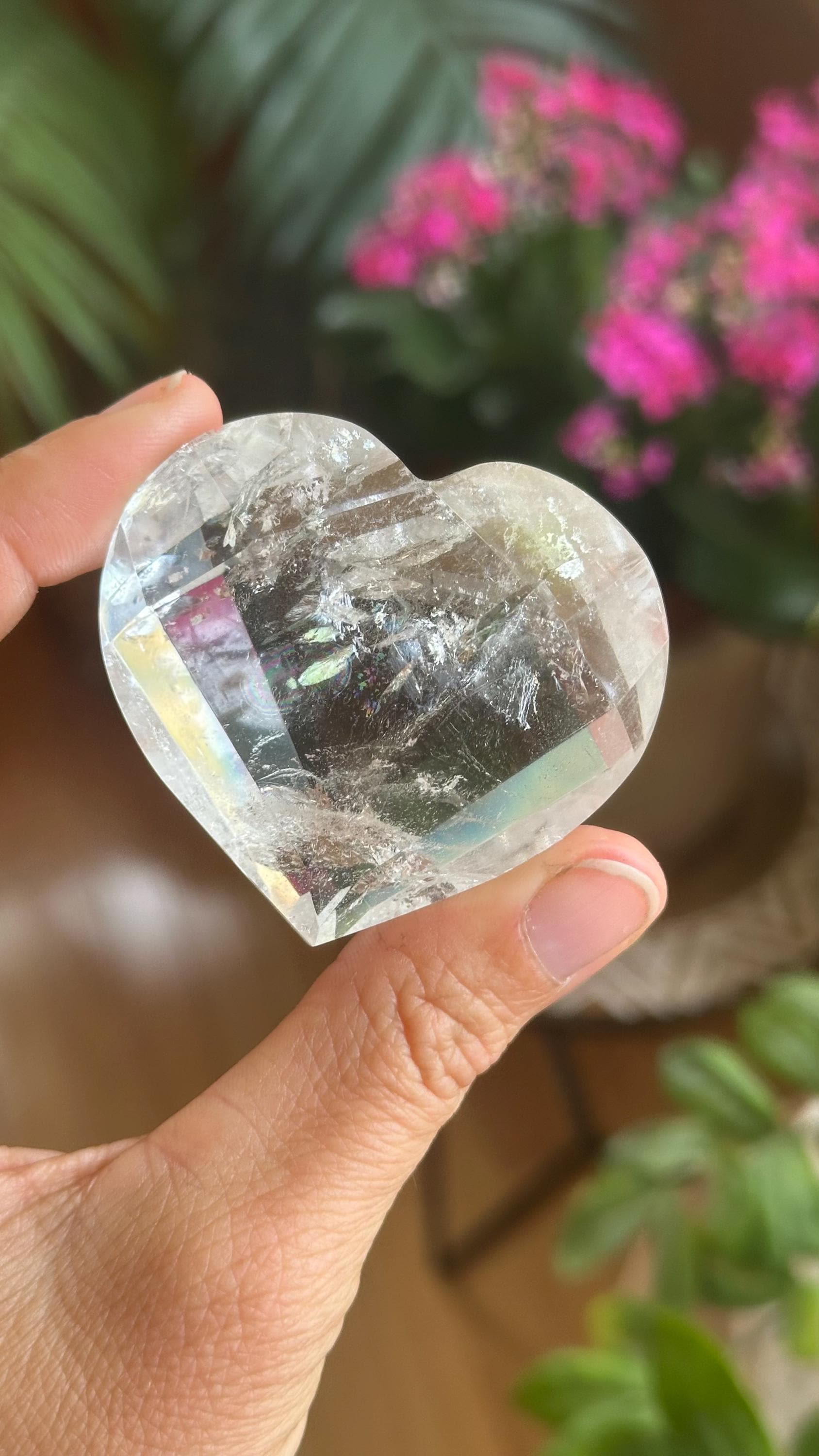 Faceted Quartz Heart: Healing Crystal, Protection Stone