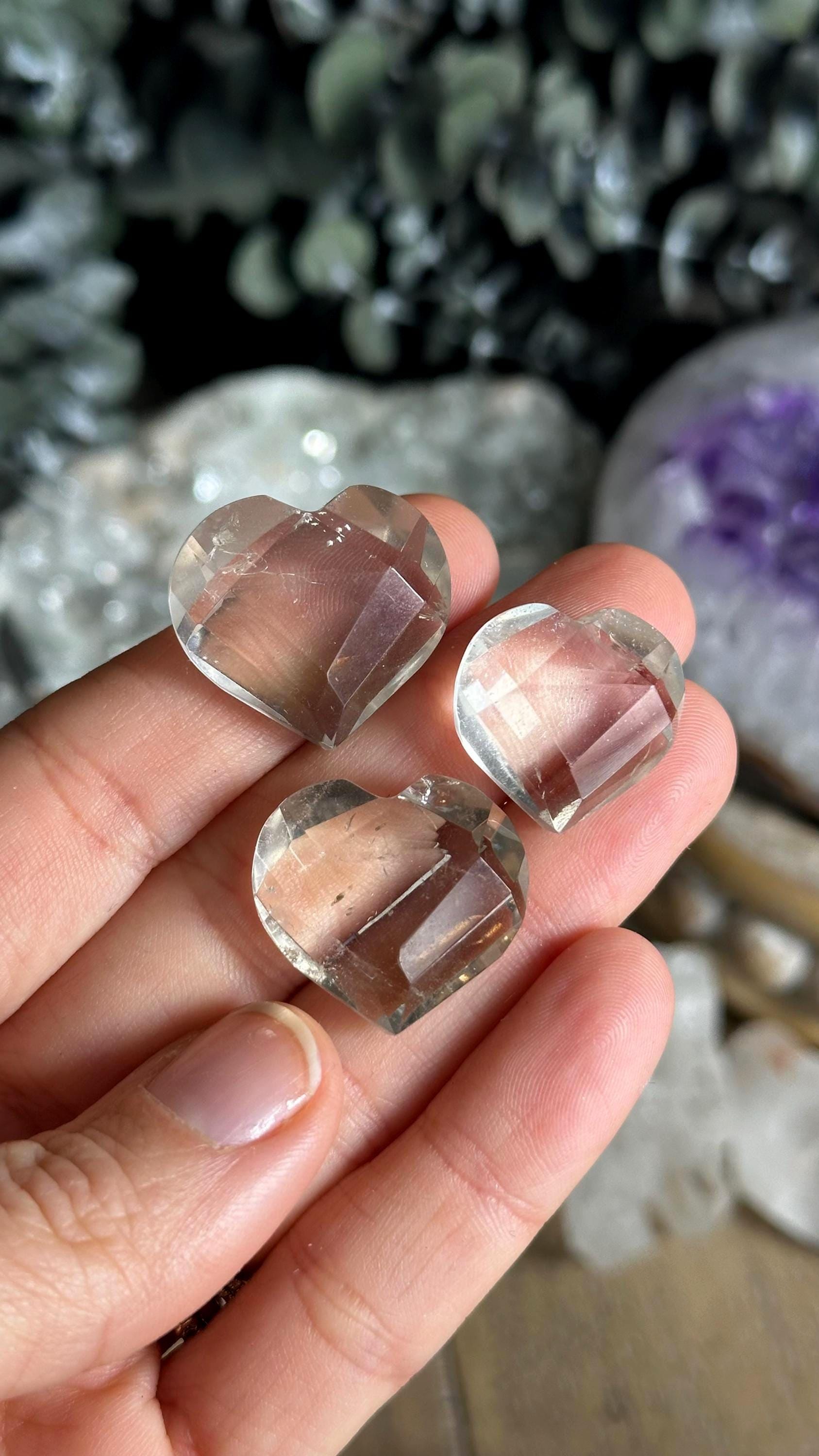 Faceted Quartz Heart: Healing Crystal, Protection Stone