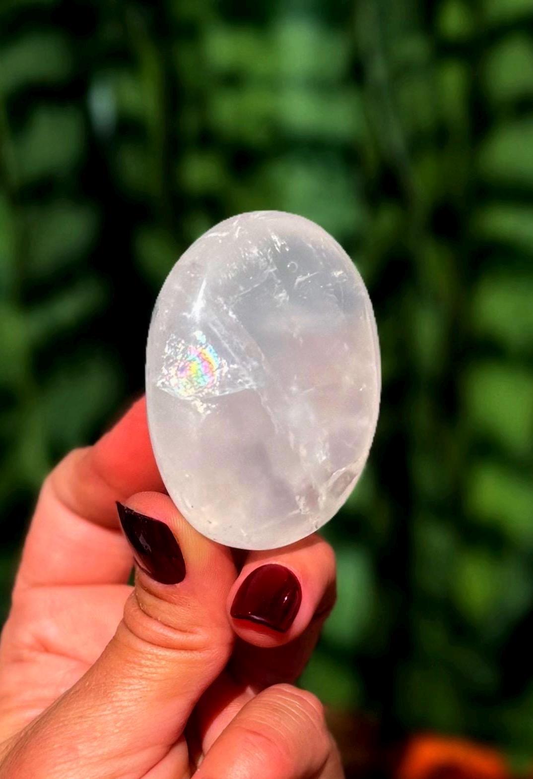 Girasol Quartz Crystal Palm Stone - For Healing & Magnifying Energy