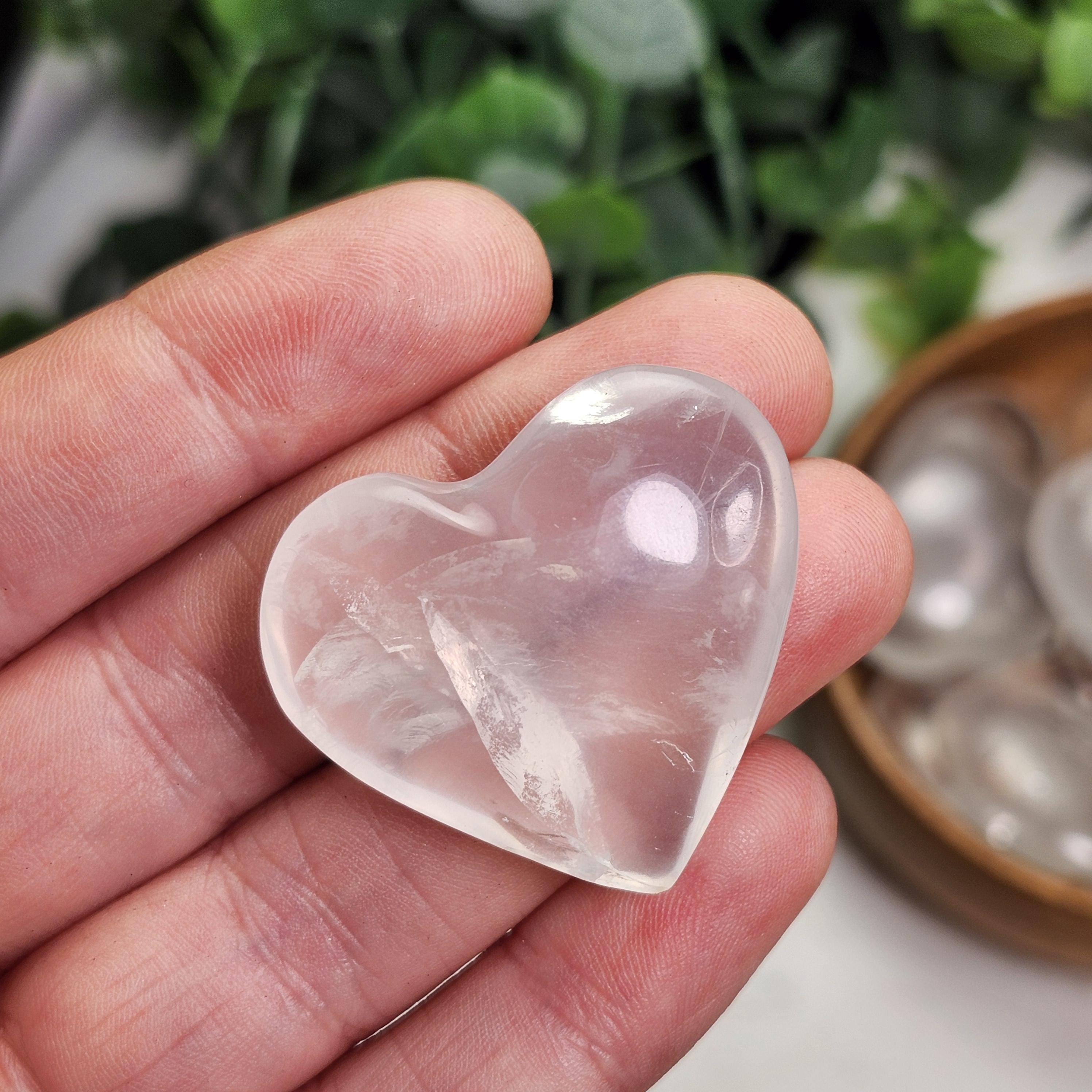 Girasol Quartz Heart: Milky Opalescent Crystal Heart Carving