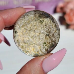 Lodolite Sphere, Small White Garden Quartz Crystal Ball With Stand, Perfect For Decor Or Crystal Grids 16gq