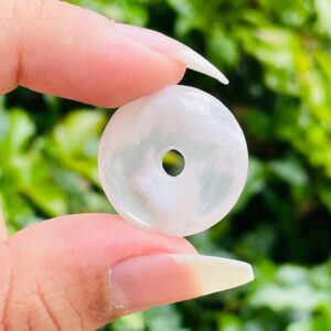 Milky Quartz Crystal Donut: Carved Gemstone (12-18 mm)
