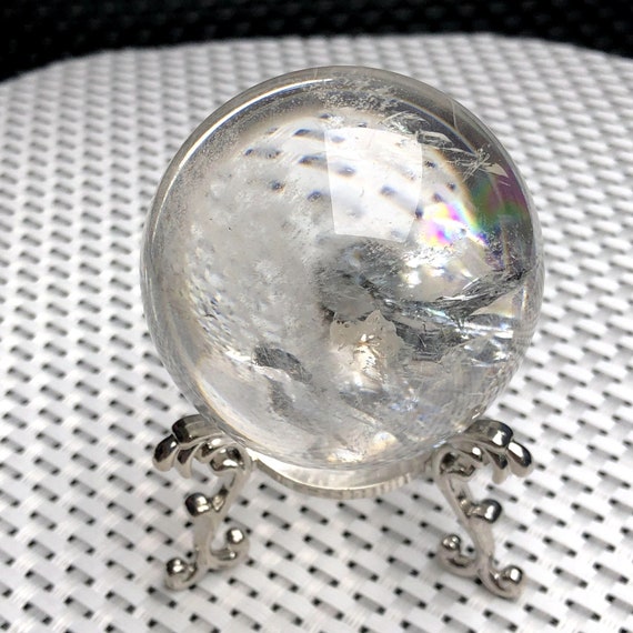 Natural Clear Quartz Crystal Ball: Himalayan Rainbow Sphere (54mm)