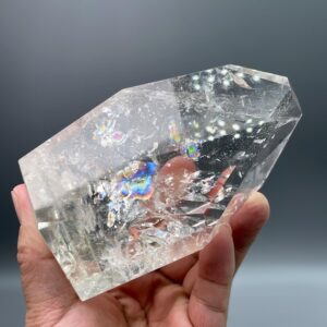 Natural  Clear Quartz Crystal: Rainbow Palm Stone (780g)