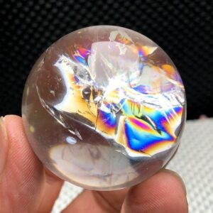 Natural White Quartz Crystal Ball: Himalayan Rainbow Sphere (46mm)