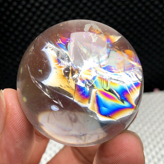 Natural White Quartz Crystal Ball: Himalayan Rainbow Sphere (46mm)