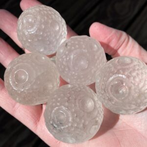One 1.5" Quartz Moon Sphere, Clear Quartz Moons, Large Moon Carvings, Crystal Full Moon Spheres, Gemstone Moon With Craters