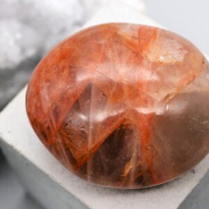 Red Hematoid Quartz Palm Stone: Grounding Crystal Gift
