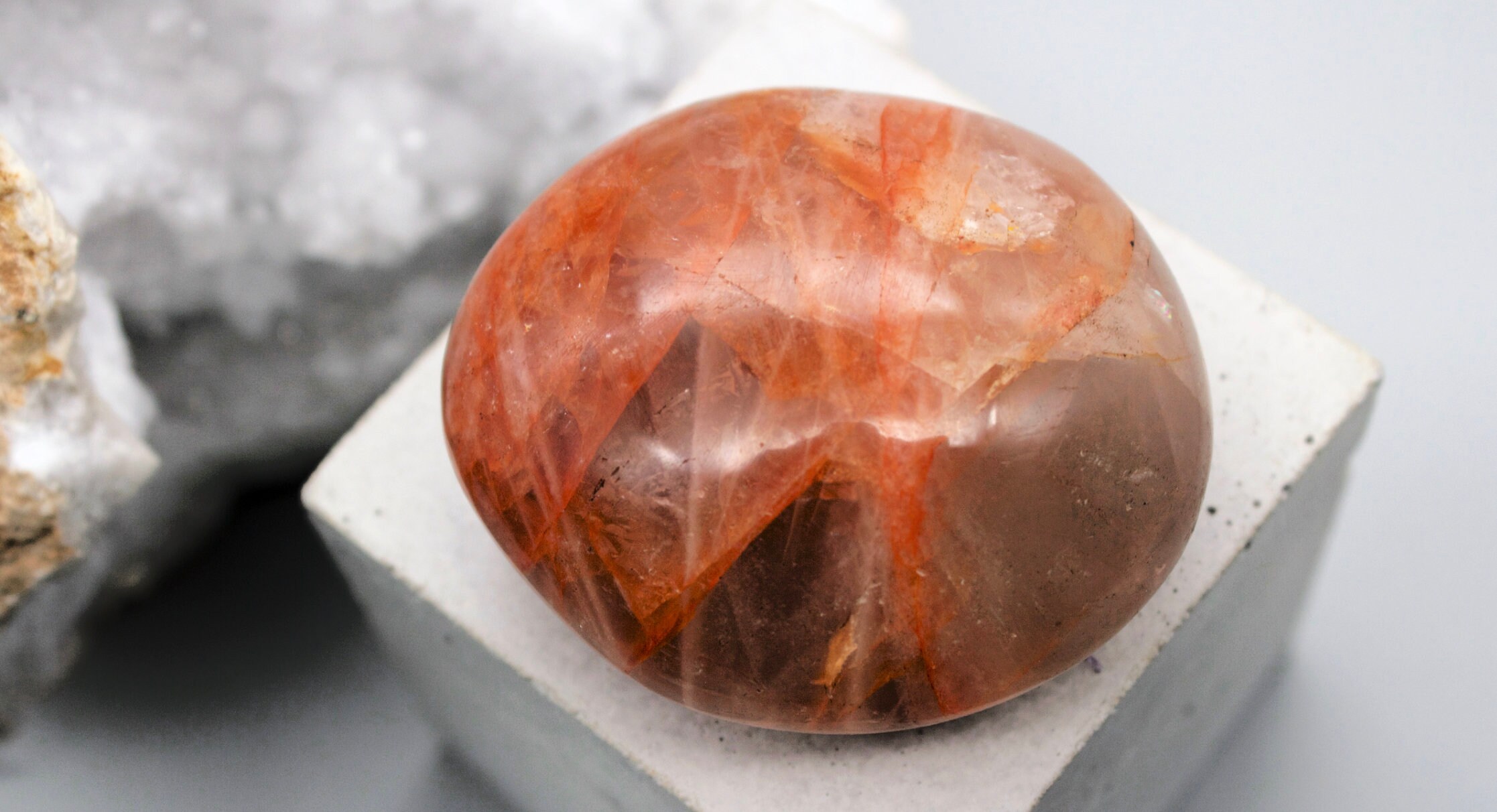 Red Hematoid Quartz Palm Stone: Grounding Crystal Gift