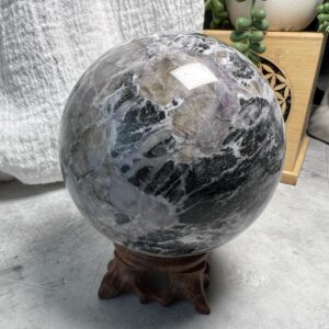Spodumune, Lepdolite And Quartz In Matrix Sphere - A Stone For Peacefulness