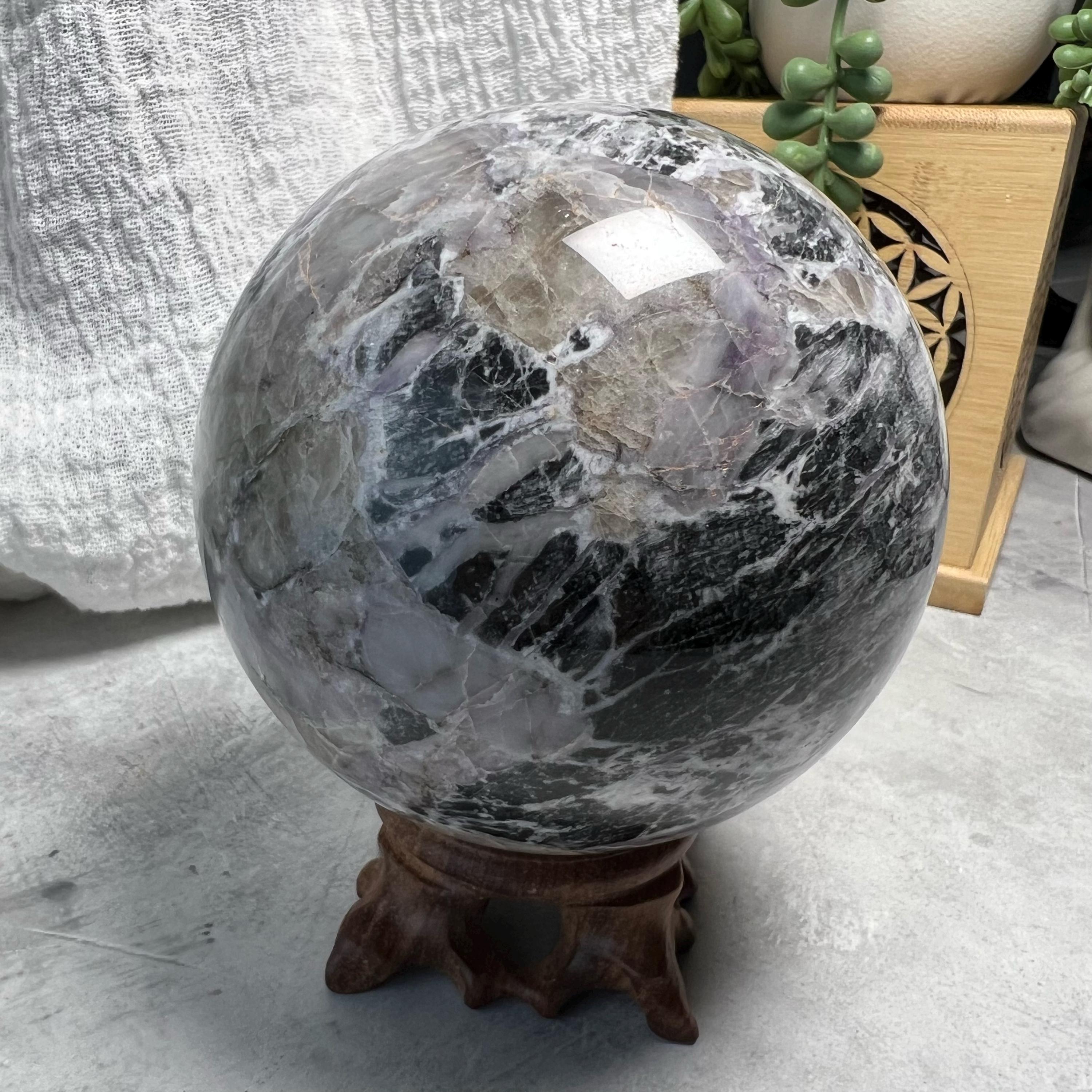Spodumune, Lepdolite And Quartz In Matrix Sphere - A Stone For Peacefulness