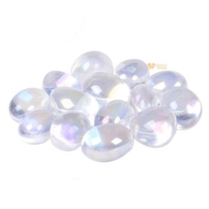 100 Grams Aqua Aura Clear Quartz Tumbled Polished Natural Crystal Healing Pocket Stones Rock Collection