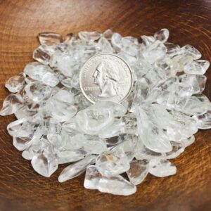100G Clear Quartz Crystal Chips: Tumbled Polished Gemstones (5-12mm)