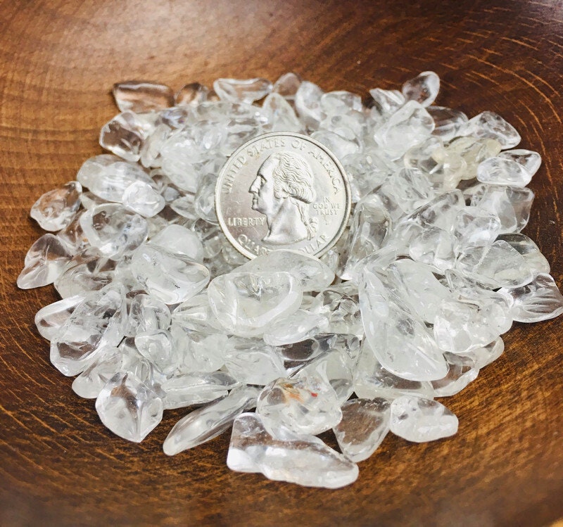 100g Clear Quartz Crystal Chips: Tumbled Polished Gemstones (5-12mm) 100g Clear Quartz Crystal Chips: Tumbled Polished Gemstones (5-12mm)