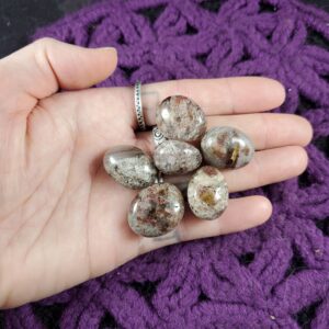 6 Lodolite Quartz Tumbled Stones Layered Garden Quartz Chlorite Scenic Phantom Crystal Grid Set Parcel Stone Polished