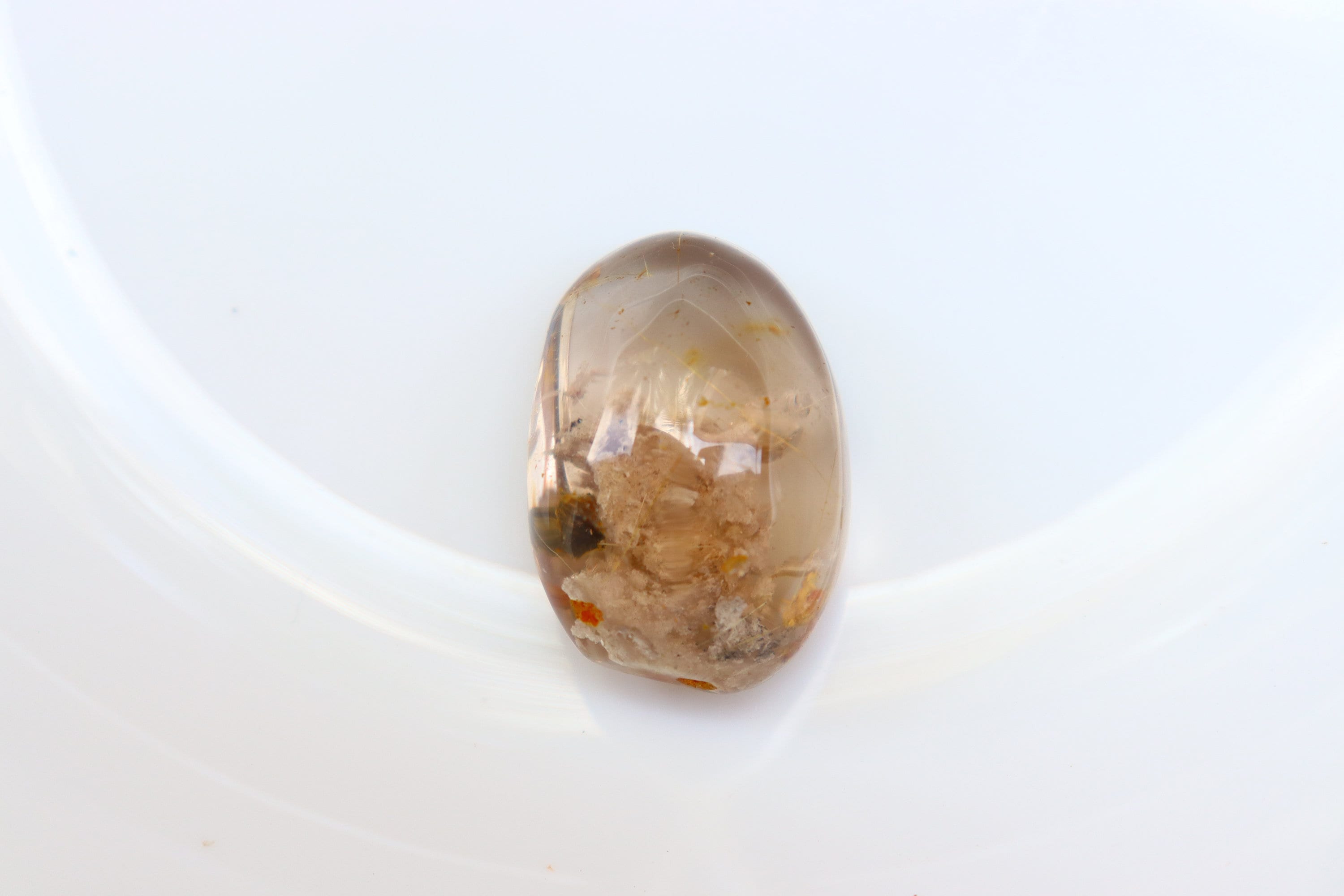 A+ Lodolite Lens 12g, Shaman Dream Stone Scenic Garden Quartz Pocket Stone Polished Tumbled Crystal Clear Inclusion Quartz, Garden Quartz.