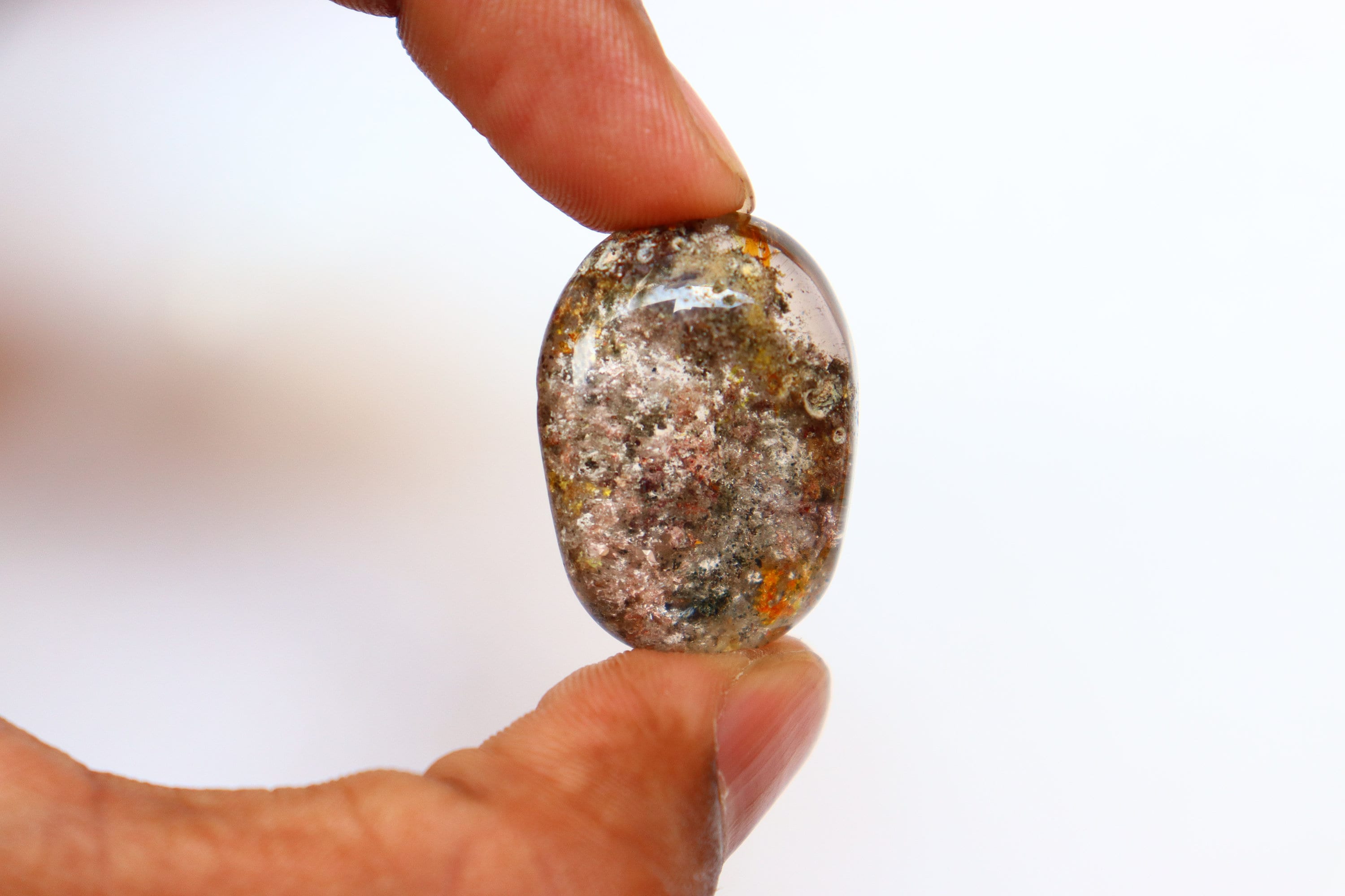 A+ Lodolite Lens 12g, Shaman Dream Stone Scenic Garden Quartz Pocket Stone Polished Tumbled Crystal Clear Inclusion Quartz, Garden Quartz. A+ Lodolite Lens 12g, Shaman Dream Stone Scenic Garden Quartz Pocket Stone Polished Tumbled Crystal Clear Inclusion Quartz, Garden Quartz.