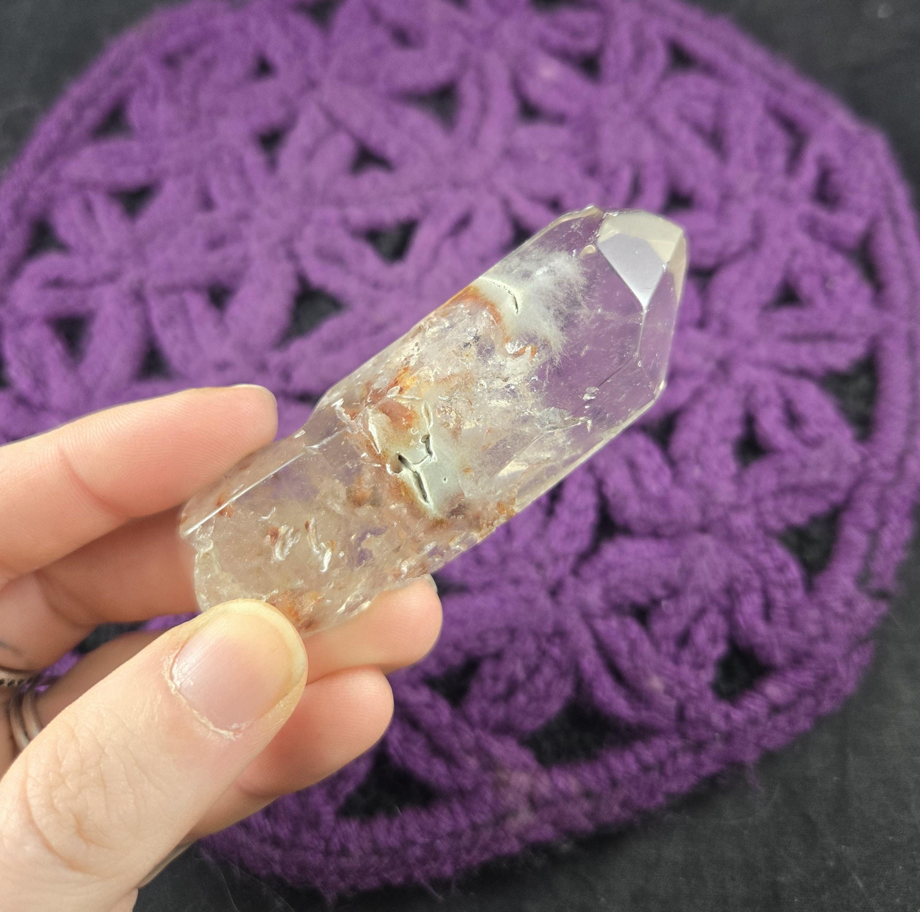 Amphibole Quartz Tumbled Point Stone Angel Wing Jupiter Phantom Crystal Stone Polished