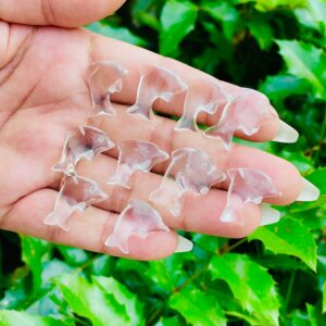 Clear Quartz Crystal Dolphin: Tumbled Gemstone Carving (10-15mm)