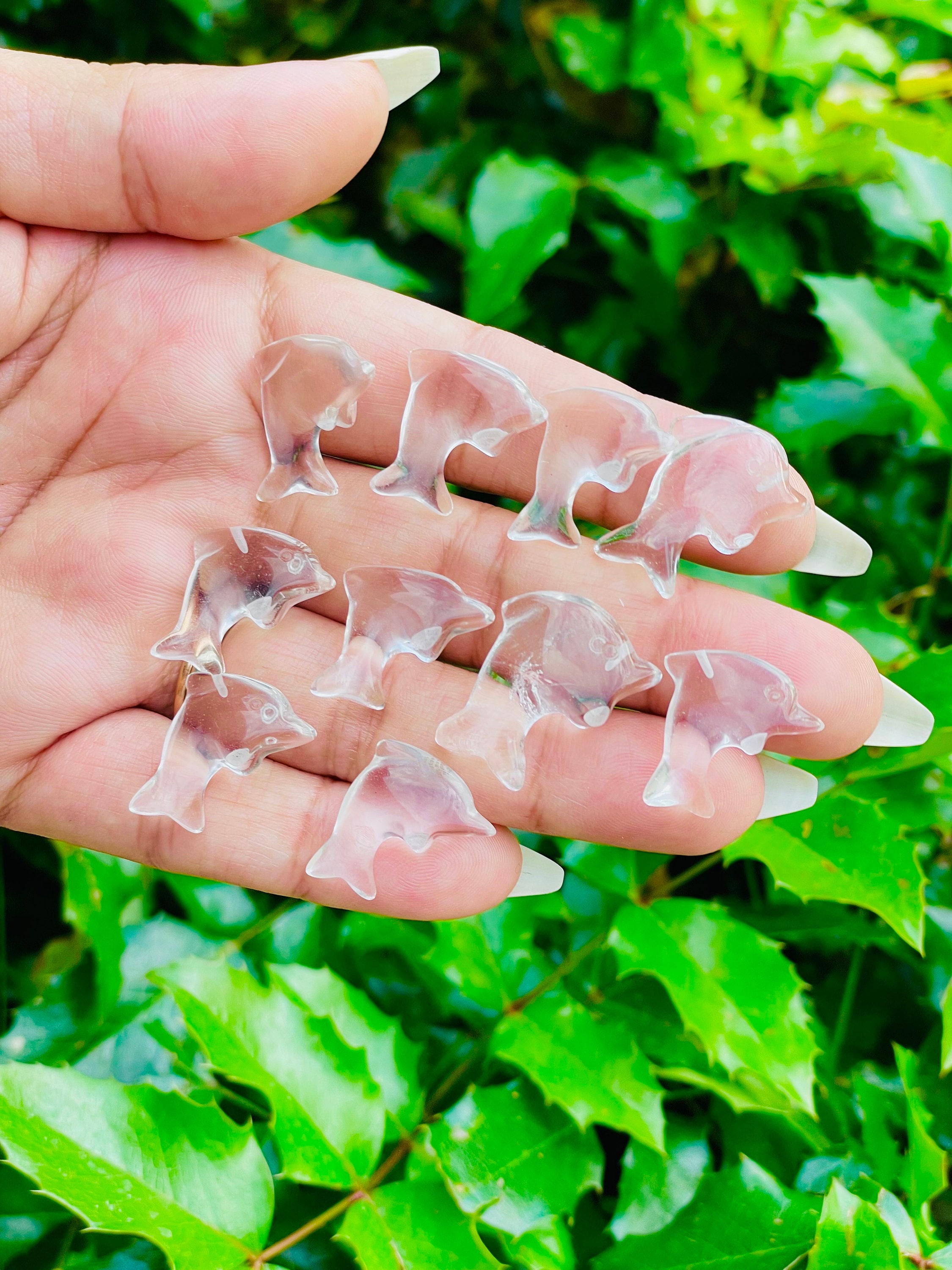 Clear Quartz Crystal Dolphin: Tumbled Gemstone Carving (10-15mm)