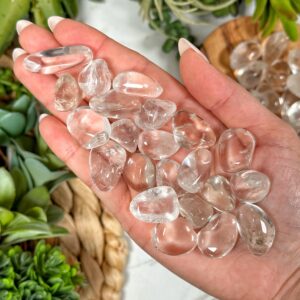 Clear Quartz Tumble | S, L | - No. 412 (polished White Crystal Pocket Stone, Crown Chakra, Healing Stone)