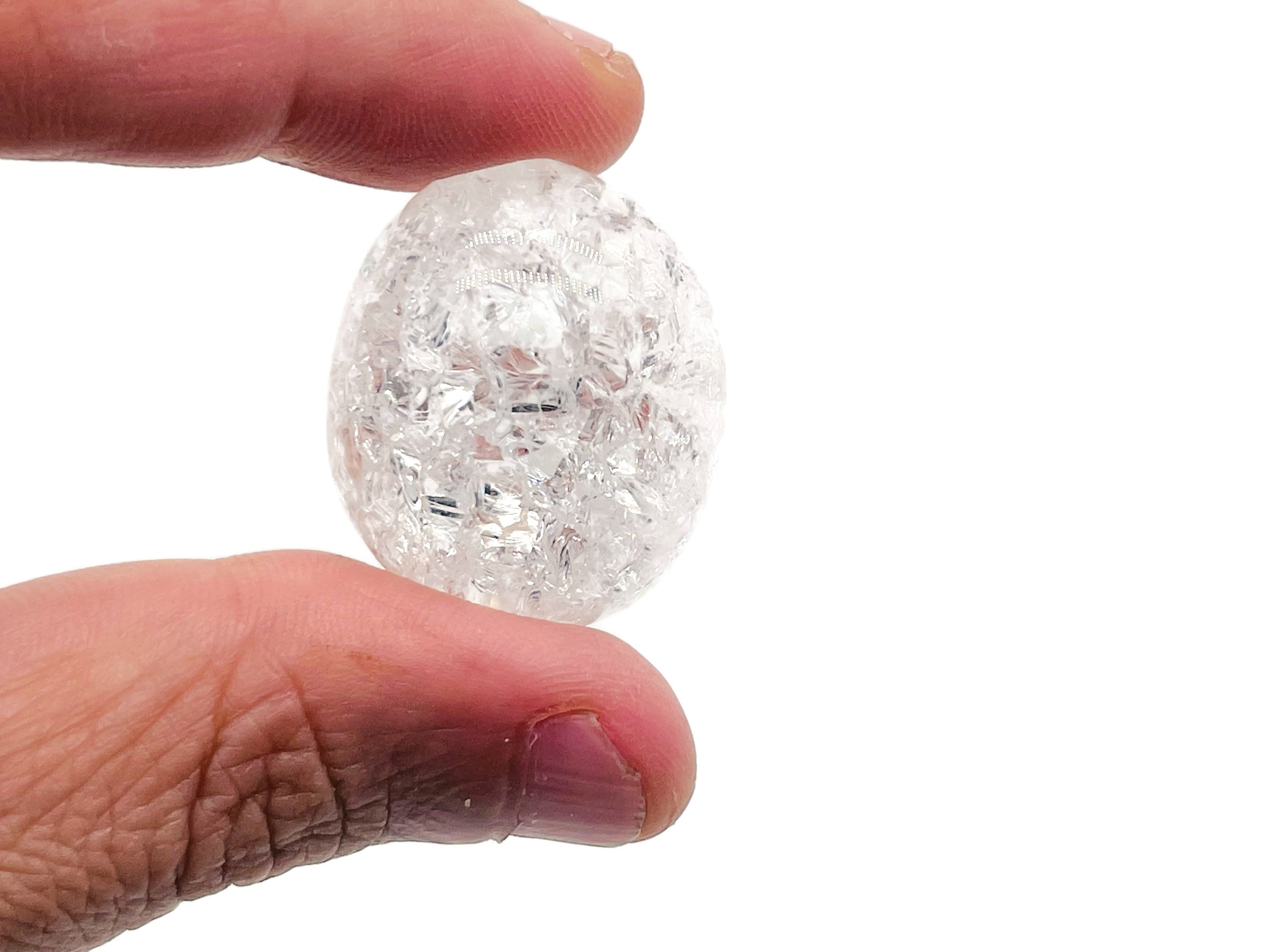 Cracked Clear Quartz Tumbled Stone – Clear Quartz Crystal – Polished Stone – Tu1204