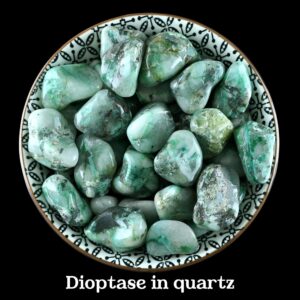 Dioptase In Quartz Tumbled Stone, Dioptase Tumbled Stones, Dioptase Crystals, Zodiac Signs Sagittarius, Scorpio, Libra, Gifts, Crystals, Gem