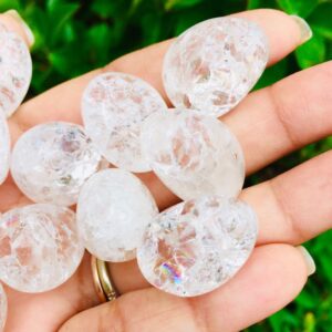 Rainbow Crackled Clear Quartz Crystal: Tumbled Gemstone (15-25 mm)