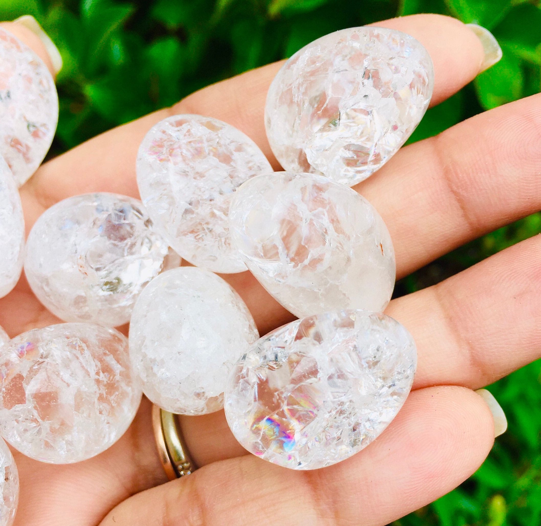 Rainbow Crackled Clear Quartz Crystal: Tumbled Gemstone (15-25 Mm)