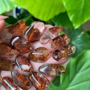 Top grade garden quartz, tumbled lodolite, extra clearity
