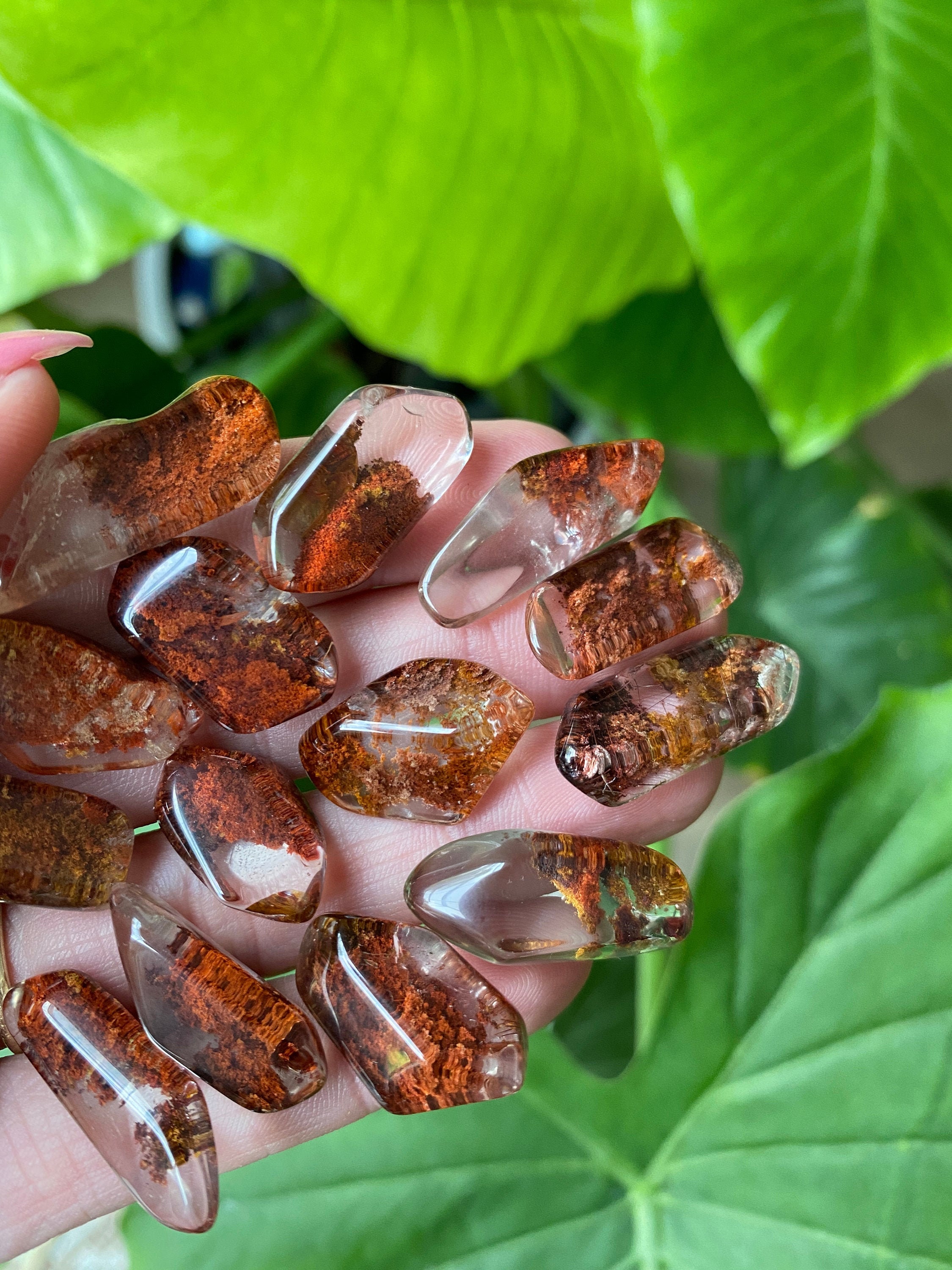Top Grade Garden Quartz, Tumbled Lodolite, Extra Clearity