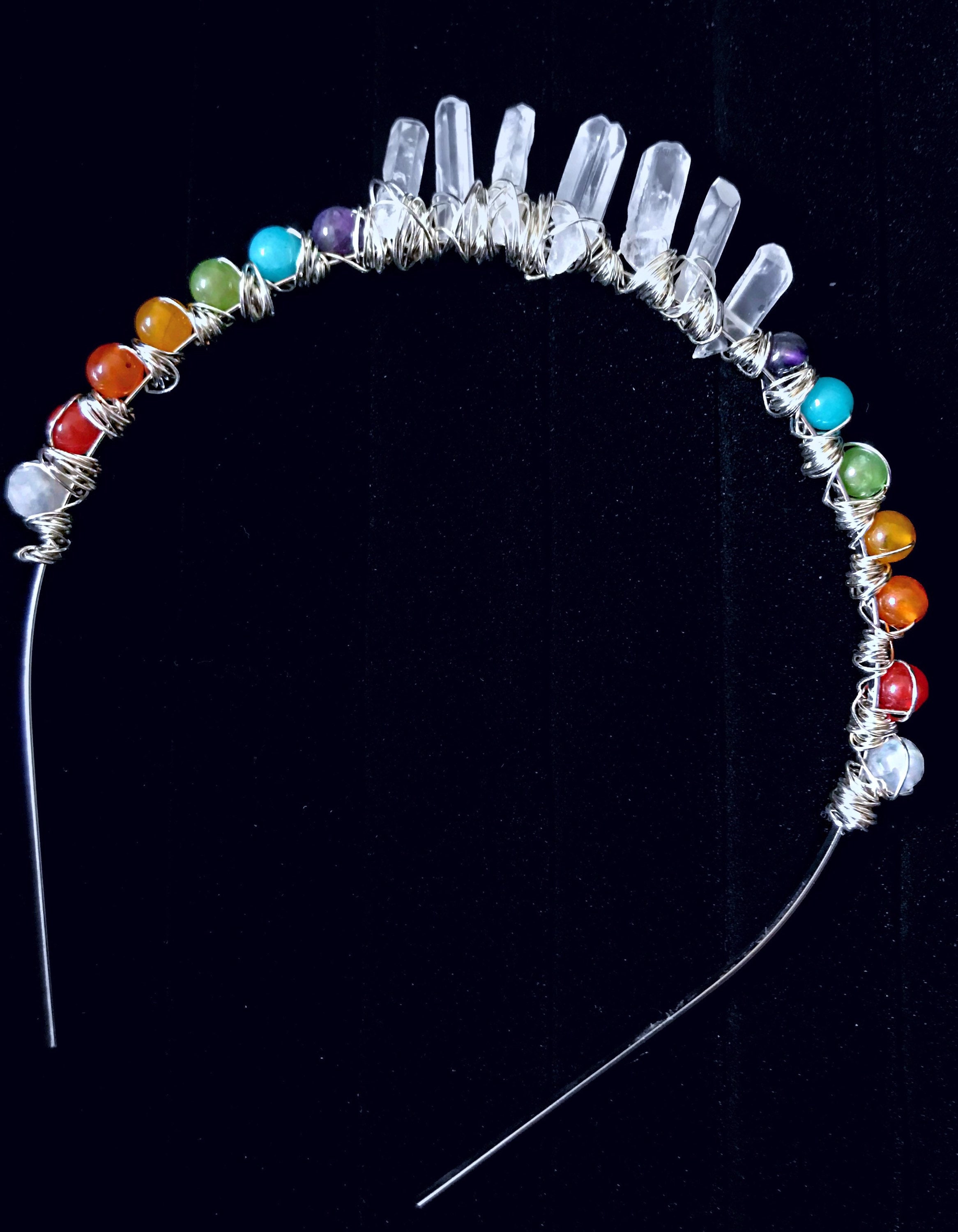 Rainbow And Quartz Crystal Crown Adult, Quinceñera, Lgbtqia, Rainbow Baby, Wedding Accessories