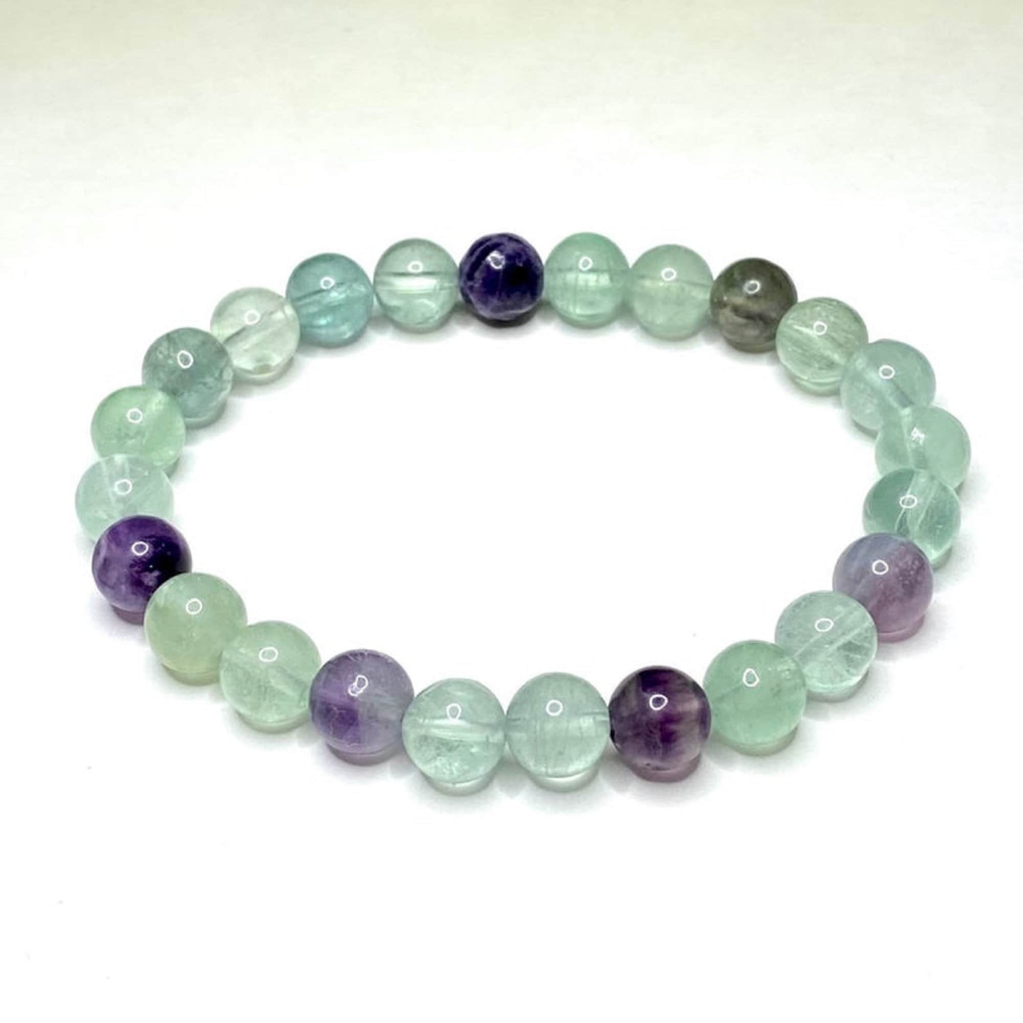 Fluorite Bracelet , Beaded Bracelet , Fluorite Smooth Round Bracelet , Smooth Fluorite Beads , Rainbow Fluorite Beads , Gift For Her