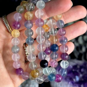 Rainbow Fluorite Crystal Bracelet: 8mm Gemstone Jewelry