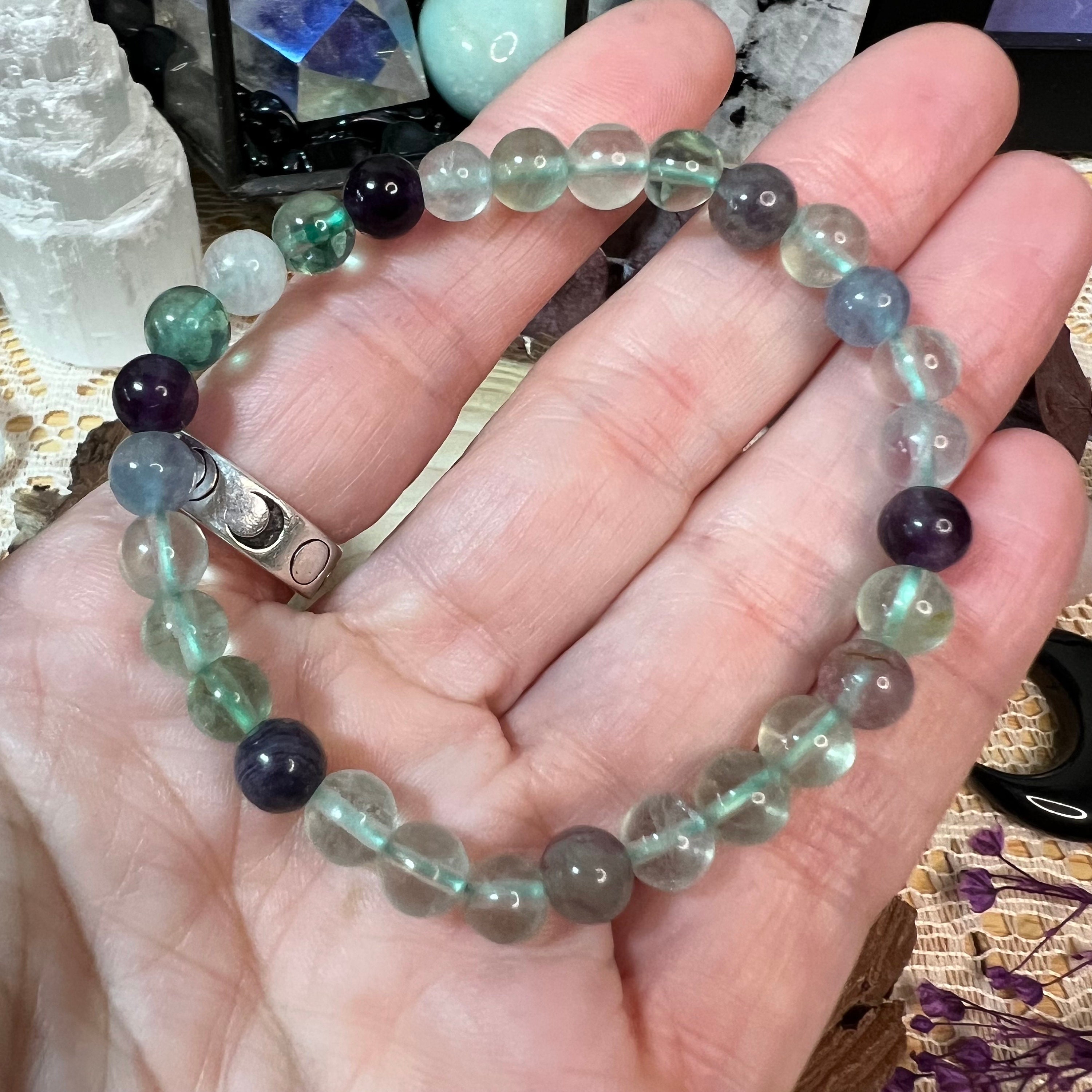 Rainbow Fluorite Crystal Beaded Bracelet