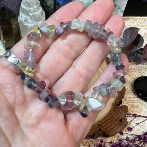 Rainbow Fluorite Crystal Chip Bracelet - Stacking Gemstone Bracelet