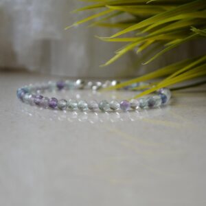 Rainbow Fluorite Bracelet, Genuine Fluorite 4mm With Sterling Silver, Bracelet Femme, Healing Fluorite Jewellery, Raw Fluorite Gift