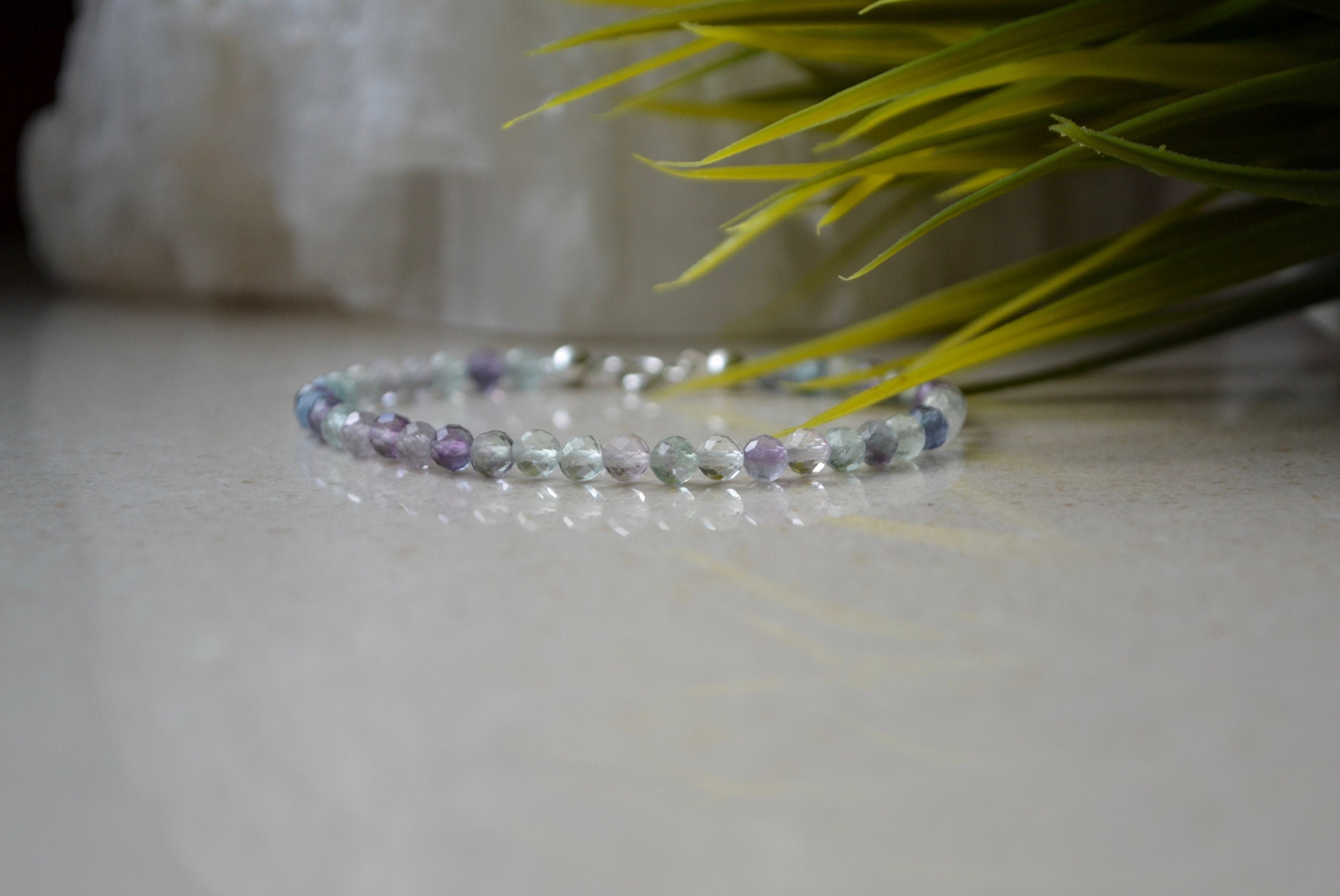 Rainbow Fluorite Bracelet, Genuine Fluorite 4mm With Sterling Silver, Bracelet Femme, Healing Fluorite Jewellery, Raw Fluorite Gift