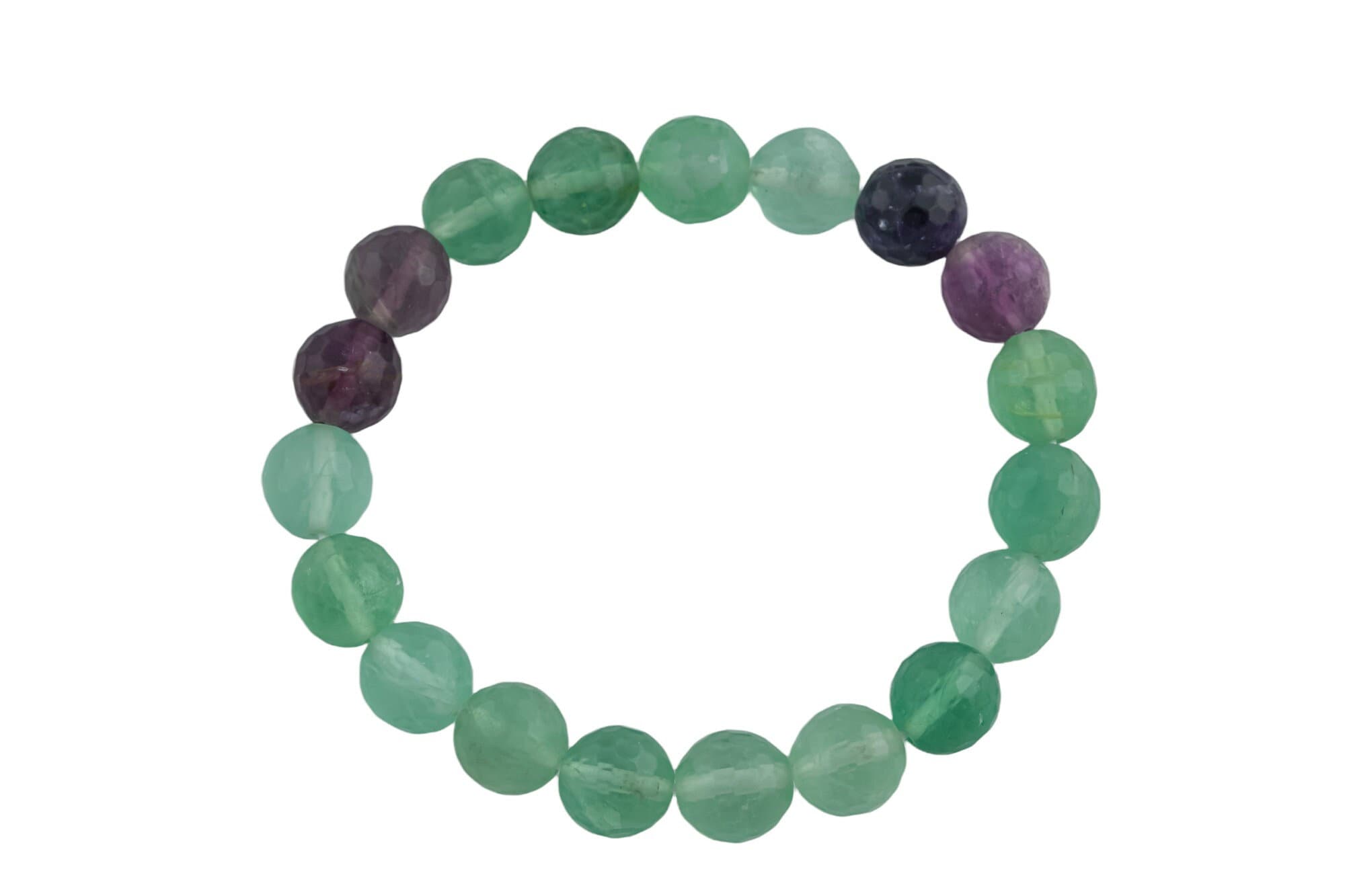Natural Rainbow Fluorite - Bracelet Faceted Round Size 10mm And 12mm- Handmade In Usa- Approx. 7-7.5" Bracelet Crystal Bracelet- Lgs