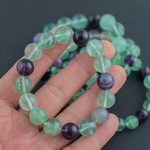 Natural Rainbow Fluorite Round Size 10mm and 12mm- Handmade In USA- approx. Bracelet Crystal Bracelet- LGS
