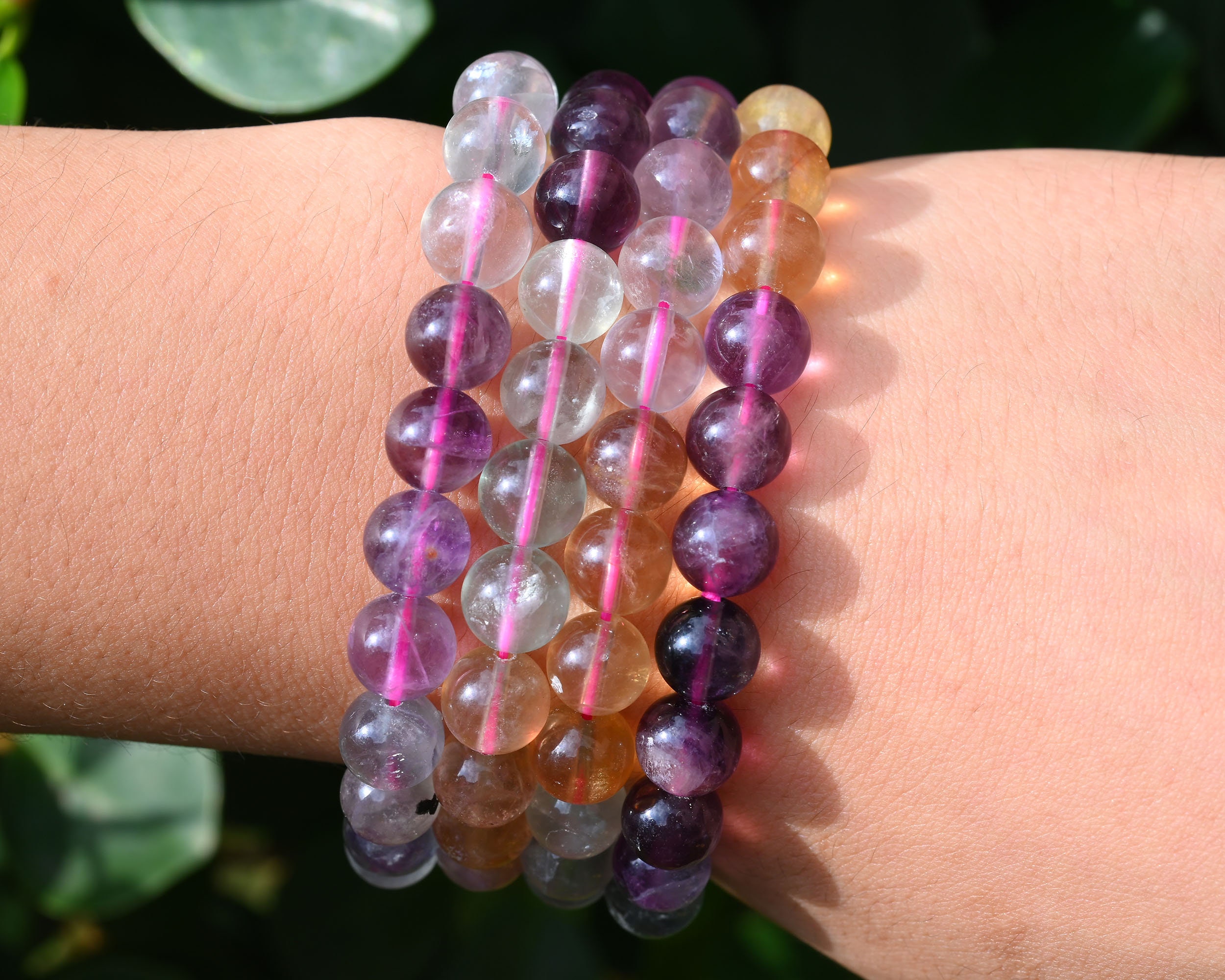 Natural Rainbow Fluorite Stretchy Bracelet,handmade Women/men Bracelet,gemstone Round Bracelet,for Gift Bracelet,healing Round Bracelet.