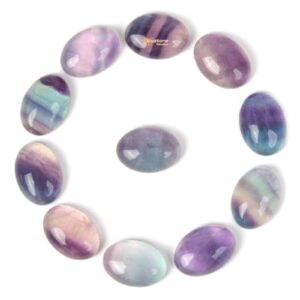 14mm Rainbow Fluorite Gemstone Oval Flatback CAB Cabochon