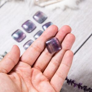 Fluorite - Medium Rainbow Fluorite Square Cabochon - 18x18mm (rk36b17-04) Fluorite - Medium Rainbow Fluorite Square Cabochon - 18x18mm (rk36b17-04)