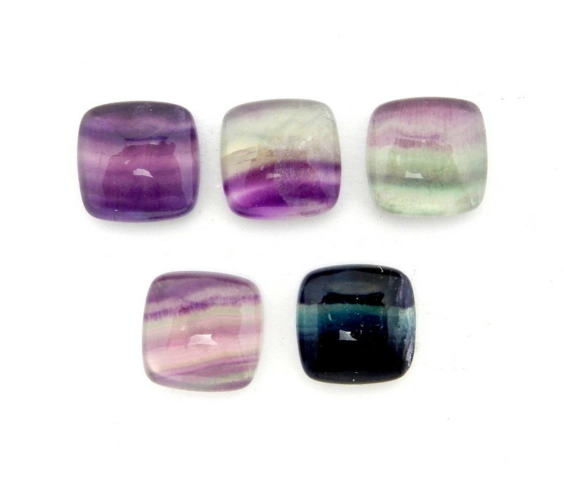 Fluorite - Small Rainbow Fluorite Square Shaped Cabochon - 12x12mm (rk36b17-03) Fluorite - Small Rainbow Fluorite Square Shaped Cabochon - 12x12mm (rk36b17-03)
