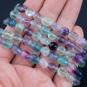 Rainbow Fluorite Gemstone Bracelet Bracelet Stretchy String Oval Bracelet Natural Gemstone Bracelets - Gemstone Nugget Bracelets Bracelet