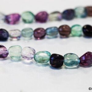 M/ Rainbow Fluorite 7-8mm Tumbled Nugget Beads 15.5" strand Genuine Fluorite gemstone beads Size varies For Jewelry Making